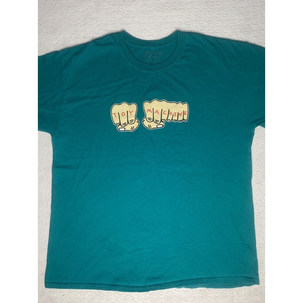 Y2K Toy Machine Men’s T-Shirt Size XL Teal Fist Graphic Print Skater Sk8